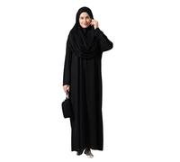 ihvan online Vestidos musulmanes para mujer, vestido de oración islámica de una pieza de manga larga, Negro, XXL