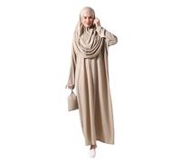 ihvan online Vestidos musulmanes para mujer, vestido de oración islámica de una pieza de manga larga, Visón, 3XL-6XL