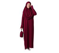 ihvan online Vestidos musulmanes para mujer, vestido de oración islámica de una pieza de manga larga, fucsia, XXX-Large-4X-Large