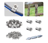 iHYTOON Pinzas de alambre para valla agrícola clips de fijación abrazaderas de cable de metal abrazaderas de alambre de acero inoxidable con tornillos para alambre soldado a madera (200)