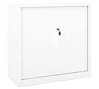 Iiaky Armario archivador metalico Armario con Puerta Corredera Oficina Armario Oficina Muebles Oficina con Llaves, 2 Estantes Ajustables 90 x 40 x 90 cm-Blanco-