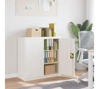 Iiaky Armario Archivador Oficina en Acero Armario metálico Armario Exterior e Interior con Cerradura Armario de Garaje Armario Multiusos-Blanco-90 x 40 x 90 cm
