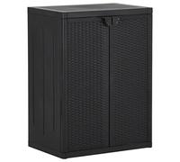 Iiaky Armario de almacenaje de jardín PP ratán Negro Armario Exterior Terraza Armario Terraza 65x45x88 cm