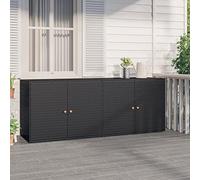 Iiaky Armario de almacenaje de jardín ratán PE Negro Outdoor Storage Armario Exterior terraza 198x55,5x80 cm