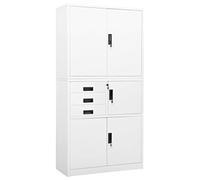 Iiaky Armario de Taquilla Armario de Oficina Armario metálico Armario de Garaje de Oficina con cajones, para Oficina, Garaje-Blanco-90 x 40 x 180 cm