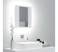 Iiaky Armario Espejo de baño con luz LED Espejo baño con luz y estantes Mueble baño Colgar Armario de baño con Espejo acrílico Blanco 40x12x45 cm