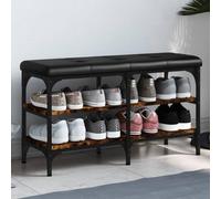 Iiaky Banco Zapatero Madera Mueble recibidor Zapatero Banco Zapatero Mueble de ingeniería Roble Ahumado 82x32x47 cm