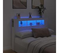 Iiaky Cabecero Cama 140 cm con Almacenaje Cabecero Cama LED Cabezal de Cama Cabecero para Dormitorio Madera-Blanco-140 x 103.5 cm