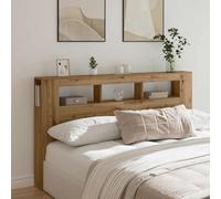 Iiaky Cabecero Cama 180 cm con Almacenaje Cabecero Cama LED Cabezal de Cama Cabecero para Dormitorio Madera-Roble artisan-180 x 103.5 cm