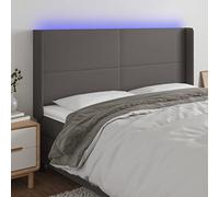 Iiaky Cabecero con LED cabeceros de Cama headboard cabecero Cama Dormitorio Cuero sintético Gris 183x16x118/128 cm