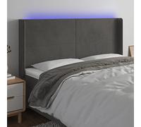 Iiaky Cabecero con LED de Terciopelo cabeceros de Cama cabecero led headboard cabeceros Cama Gris Oscuro 183x16x118/128 cm // 3123829
