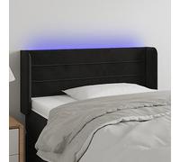 Iiaky Cabecero con LED de Terciopelo cabeceros de Cama cabecero led headboard cabeceros Cama Negro 83x16x78/88 cm // 3123408