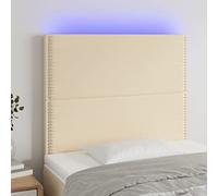 Iiaky Cabecero con Luces LED cabecero Cama Dormitorio cabeceros de Cama headboard cabeceros Cama Tela Crema 100x5x118/128 cm // 3122279