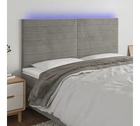 Iiaky Cabecero con Luces LED cabecero Cama Dormitorio cabeceros de Cama headboard cabeceros Cama Terciopelo Gris Claro 160x5x118/128 cm // 3122618