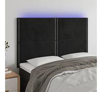 Iiaky Cabecero con Luces LED cabecero Cama Dormitorio cabeceros de Cama headboard cabeceros Cama Terciopelo Negro 144x5x118/128 cm // 3122334