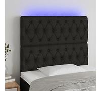 Iiaky Cabecero con Luces LED cabeceros de Cama cabeceiras de Cama Tela Negro 100x7x118/128 cm
