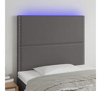 Iiaky Cabecero con Luces LED cabeceros de Cama headboard cabecero Cama Dormitorio Cuero sintético Gris 100x5x118/128 cm // 3122372