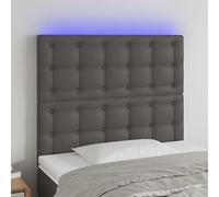 Iiaky Cabecero con Luces LED Cuero cabeceros de Cama cabeceiras de Cama sintético Gris 90x5x118/128 cm