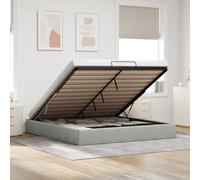 Iiaky Cama 160 x 200 cm Estructura de Cama Otomana Canapé Abatible Base Tapizada Gris Claro - Terciopelo