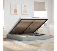 Iiaky Cama 180 x 200 cm Estructura de Cama otomana 180 x 200 cm Canapé abatible 180 x 200 Base tapizada Cama Doble -Gris claro-180 x 200 cm