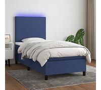 Iiaky Cama Box Spring colchón y Luces LED Mueble Cama somier Bed Frame Cama led colchon Estructura Cama Tela Azul 100x200 cm // 3134699