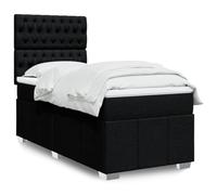 Iiaky Cama Box Spring con colchón Bed Frame Cama con colchon somier Mueble Cama Estructura Cama Tela Negro 90x200 cm // 3293860