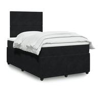 Iiaky Cama Box Spring con colchón Bed Frame Cama con colchon somier Mueble Cama Estructura Cama Terciopelo Negro 120x190 cm // 3294582
