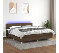 Iiaky Cama Box Spring con colchón Estructura Cama Bed Frame Cama con colchon somier Mueble Cama LED Tela marrón Oscuro 180x200 cm // 3133656