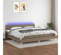 Iiaky Cama Box Spring con colchón Estructura Cama Bed Frame Cama con colchon somier Mueble Cama LED Tela Gris Taupe 200x200 cm // 3133985