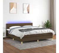 Iiaky Cama Box Spring con colchón Estructura Cama Bed Frame Cama con colchon somier Mueble Cama LED Tela marrón Oscuro 180x200 cm // 3133576