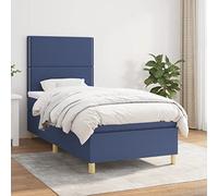 Iiaky Cama Box Spring con colchón Estructura Cama Bed Frame Cama con colchon somier Mueble Cama Tela Azul 90x190 cm // 3142223