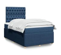 Iiaky Cama Box Spring con colchón Estructura Cama Bed Frame Cama con colchon somier Mueble Cama Tela Azul 120x190 cm // 3294308