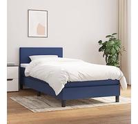 Iiaky Cama Box Spring con colchón Estructura Cama Bed Frame Cama con colchon somier Mueble Cama Tela Azul 90x190 cm // 3139863