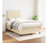 Iiaky Cama Box Spring con colchón Estructura Cama Bed Frame Cama con colchon somier Mueble Cama Tela Color Crema 120x200 cm // 3141686