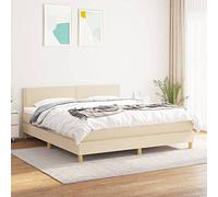 Iiaky Cama Box Spring con colchón Estructura Cama Bed Frame Cama con colchon somier Mueble Cama Tela Color Crema 180x200 cm // 3140558