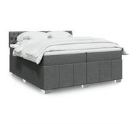 Iiaky Cama Box Spring con colchón Estructura Cama Bed Frame Cama con colchon somier Mueble Cama Tela Gris Oscuro 200x200 cm // 3289483
