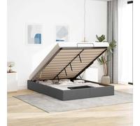 Iiaky Cama Canape 140 x 200 cm Abatible Estructura Otomana Doble Base Tapizada Somier Espacio Almacenamiento Gris Oscuro