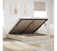 Iiaky Cama Canape 200 x 200 cm Canapé abatible 200 x 200 cm Estructura de Cama otomana 200 x 200 Cama Doble Base tapizada con Somiery Espacio de Almacenamiento-Crema-200 x 200 cm