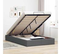 Iiaky Cama Canape abatible 120 x 200 cm Estructura otomana 120 x 200 Cama Individual Base tapizada con Somier Espacio de Almacenamiento-Gris oscuro-120 x 200 cm