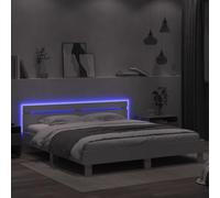 Iiaky Cama Madera 180 x 200 con LED Marco de la Cama de Plataforma Madera con cabecero Cama Doble con somier de láminas-Blanco-180 x 200 cm