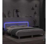 Iiaky Cama Madera 200 x 200 con LED Marco de la Cama de Plataforma Madera con cabecero Cama Doble con somier de láminas-Blanco-200 x 200 cm