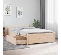 Iiaky Cama Madera Doble de 90 x 190 cm con 2 Cajones Estructura con cabecero y somier de láminas de Madera Marco De Cama de Madera, Bed Frame, Cama Juvenil-Natural-90 x 190 cm