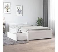 Iiaky Cama Madera Doble de 90 x 190 cm con 2 Cajones Estructura con cabecero y somier de láminas de Madera Marco De Cama de Madera, Bed Frame, Cama Juvenil-Blanco-90 x 190 cm