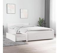 Iiaky Cama Madera Doble de 90 x 200 cm con 2 Cajones Estructura con cabecero y somier de láminas de Madera Marco De Cama de Madera, Bed Frame, Cama Juvenil-Blanco-90 x 200 cm