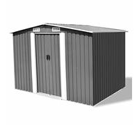 Iiaky Caseta de jardín de Metal 257x205x178 cm Gris cobertizo Jardin Exterior Small shed casa Jardin Exterior caseta Jardin almacenaje