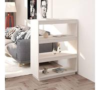 Iiaky Estantería/Divisor de Espacios Madera Pino Blanco 80x35x103 cm estanterias Salon Mueble estanteria estanterias para Libros estanterias librerias