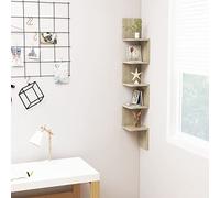 Iiaky Estantería Esquina Pared Madera estanterias de Pared estanterias para Libros estanterías de Madera Roble Ahumado 20x20x127,5 cm