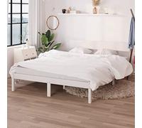 Iiaky Estructura Cama Madera Pino King Blanca 150x200 cm Mueble Cama Estructura Cama Bed Frame somier Camas