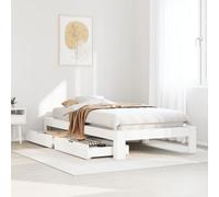 Iiaky Estructura Cama sin colchón Cama Madera Estructura Cama Bed Frame Cama de Madera Madera Maciza Pino Blanca 100x200cm // 3309006