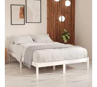 Iiaky Estructura de Cama de Madera Cama Individual somier Bed Frame Estructura Cama Maciza Blanca 135x190 cm